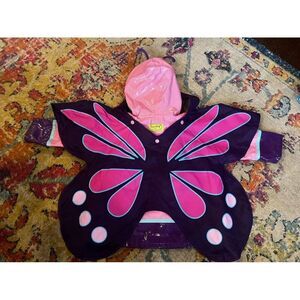 Western Chief little girls toddler size 2t pink butterfly rain coat jacket